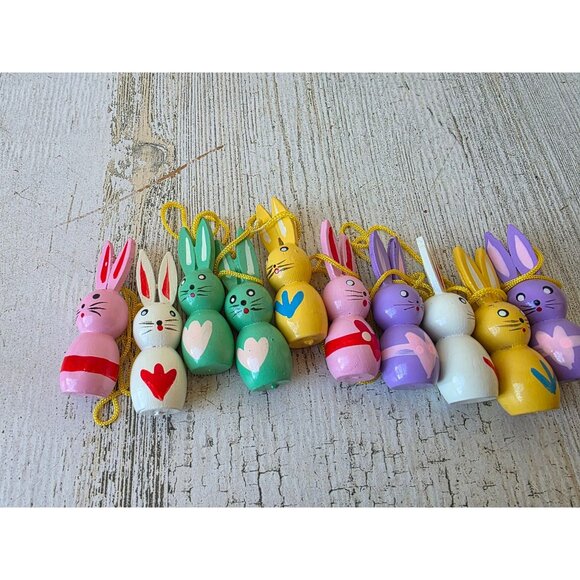 Vintage wooden Easter bunny rabbit ornament spring Xmas tree - Picture 1 of 6